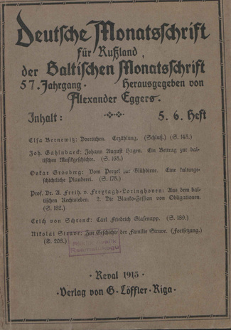 Baltische Monatsschrift ; 5. 6. 1915-05/06