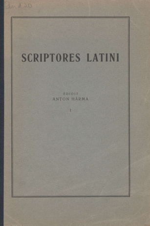 Scriptores latini. I