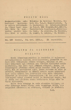 Poiste Hääl ; 153 1939-11-24
