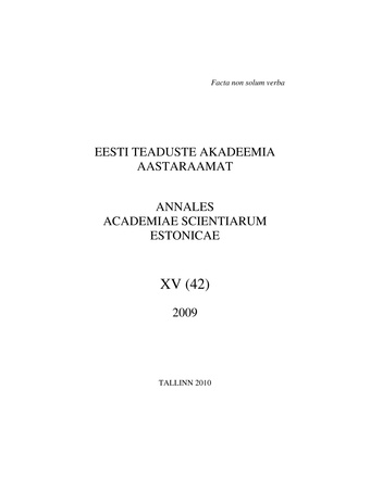 Eesti Teaduste Akadeemia aastaraamat ; 15 (42) 2009