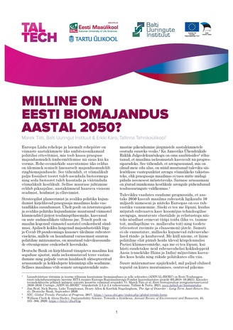 Milline on Eesti biomajandus aastal 2050? 