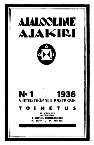 Ajalooline Ajakiri ; 1 1936