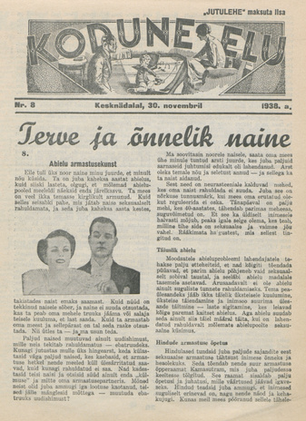 Kodune Elu : [kodukultuuri ajakiri] : "Jutulehe" maksuta lisa ; 8 1938-11-30