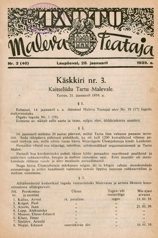 Tartu Maleva Teataja ; 2 (40) 1939-01-28