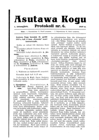Asutawa Kogu protokoll nr.6 (30. aprill 1919)