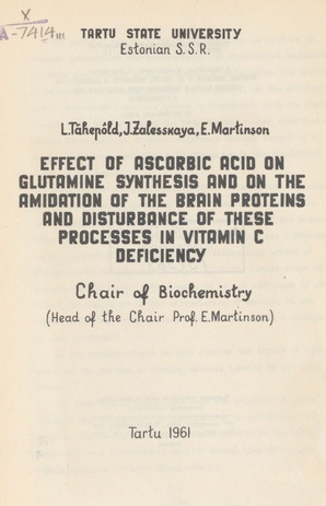 Effect of ascorbic acid on glutamine synthesis and the amidation of the brain proteins and disturbance of these processes in vitamin C deficiency
