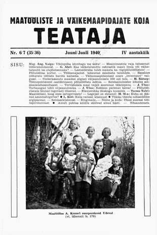 Maatööliste ja Väikemaapidajate Koja Teataja ; 6/7 (35/36) 1940-06/07