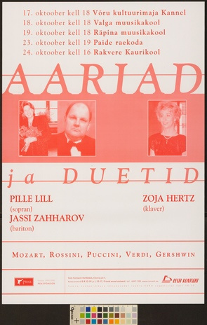Aariad ja duetid : Pille Lill, Jassi Zahharov, Zoja Hertz 