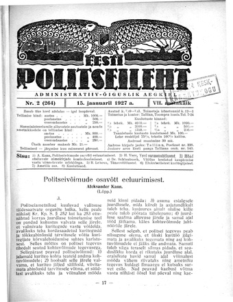 Eesti Politseileht ; 2 1927