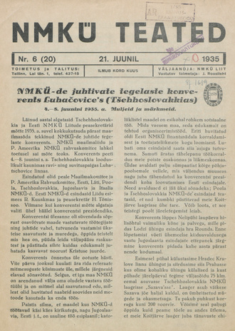 NMKÜ Teated ; 6 (20) 1935-06-21