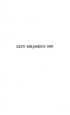 Eesti Kirjandus ; 1 1910