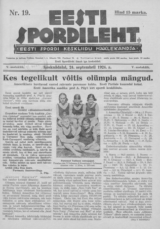 Eesti Spordileht ; 19 1924-09-24