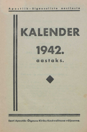 Apostlik-õigeusuliste eestlaste kalender 1942 aastaks ; 1942