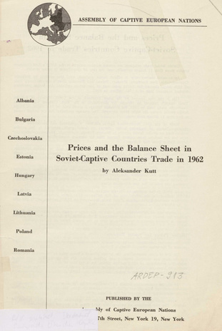 Prices and the balance sheet in Soviet-captive countries trade in 1962 