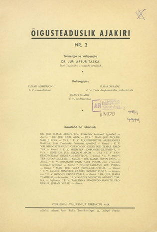 Õigusteaduslik Ajakiri ; 3 1957