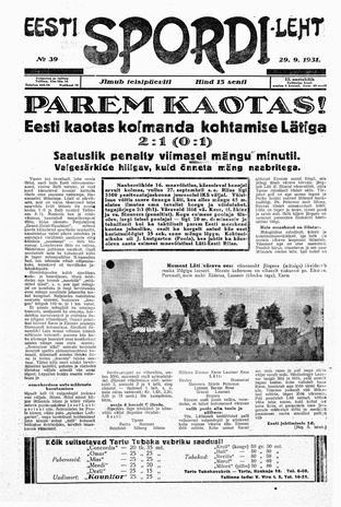 Eesti Spordileht ; 39 1931-09-29