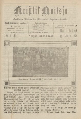 Kristlik Kaitsja : Eesti metodistide häälekandja ; 5 1923-05