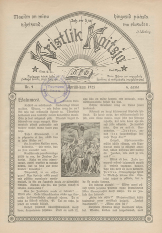 Kristlik Kaitsja : Eesti metodistide häälekandja ; 4 1925-04