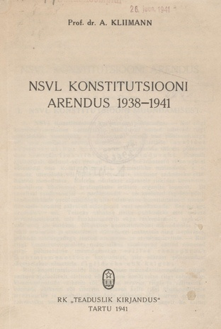 NSVL Konstitutsiooni arendus 1938-1941