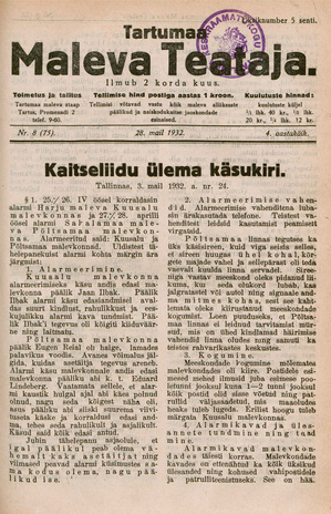 Tartumaa Maleva Teataja ; 8 (75) 1932-05-28