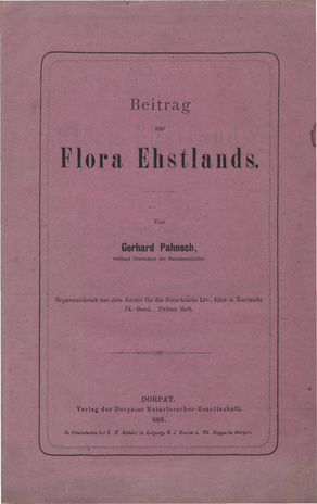 Beitrag zur Flora Ehstlands