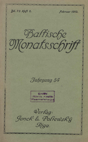 Baltische Monatsschrift ; 2 1912-02