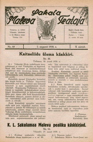 Sakalamaa Maleva Teataja ; 10 1938-08-02