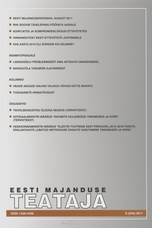 Eesti Majanduse Teataja : majandusajakiri aastast 1991 ; 9 (244) 2011