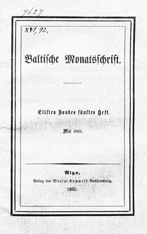 Baltische Monatsschrift ; 5 1865-05