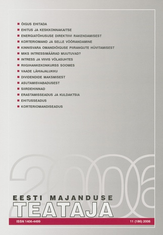 Eesti Majanduse Teataja : majandusajakiri aastast 1991 ; 11 (186) 2006