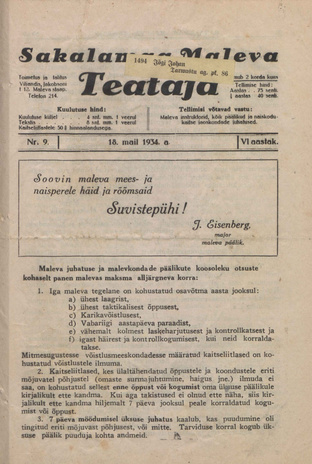 Sakalamaa Maleva Teataja ; 9 1934-05-18
