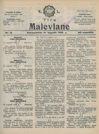 K. L. Viru Malevlane ; 19 1936-08-31