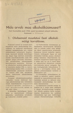 Mida arvab maa alkoholiküsimusest? : [Eesti Karskusliidu poolt 1938. aastal korraldatud ankeedi kokkuvõte