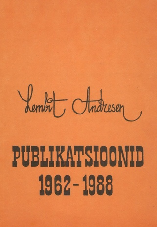 Bibliograafia 1962-1988 