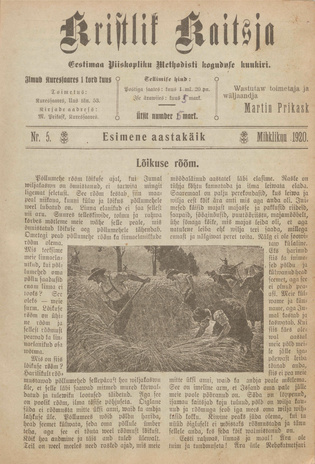 Kristlik Kaitsja : Eesti metodistide häälekandja ; 5 1920-09