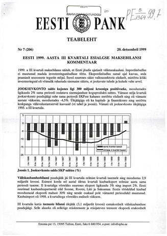 Eesti Pank : teabeleht ; 7 (206) 1999-12-20