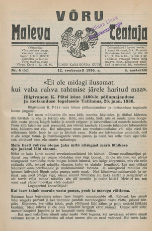 Võru Maleva Teataja ; 4 (66) 1936-02-12