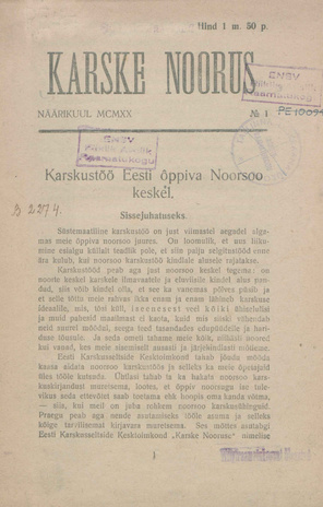 Karske Noorus ; 1 1920-01