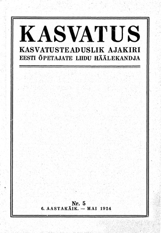 Kasvatus ; 5 1924-05