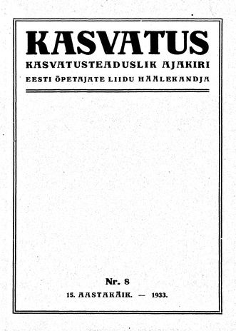 Kasvatus ; 8 1933