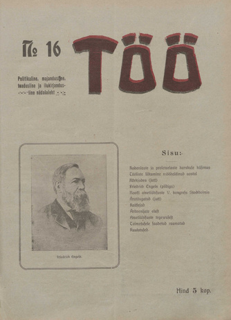 Töö : politikaline, majandusline, teadusline ja ilukirjandusline nädalaleht ; 16 1909-11-28