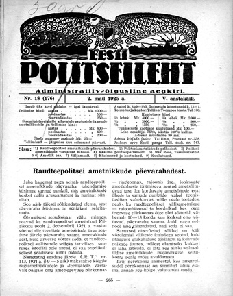 Eesti Politseileht ; 18 1925