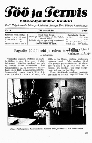 Töö ja Tervis ; 9 1936-09