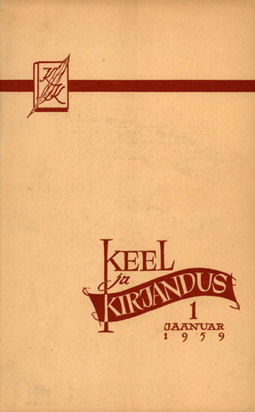 Keel ja Kirjandus ; 1 1959-01