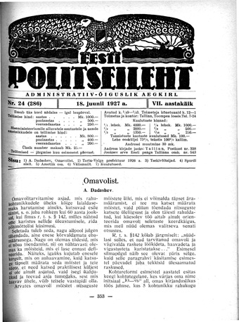Eesti Politseileht ; 24 1927