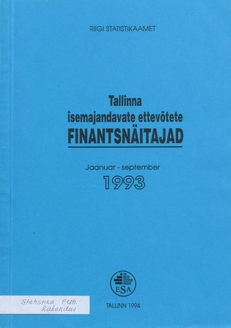 Tallinna isemajandavate ettevõtete finantsnäitajad ; 2 1994