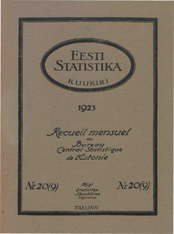 Eesti Statistika : kuukiri ; 20 (9) 1923