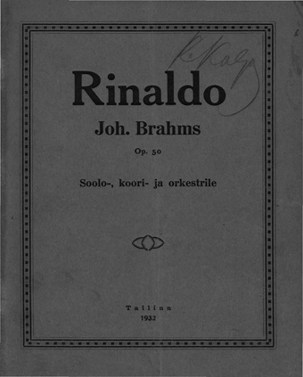 Rinaldo : soolo-, koori- ja orkestrile : Op. 50
