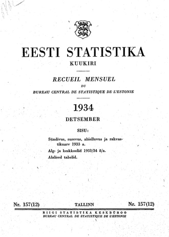 Eesti Statistika : kuukiri ; 157 (12) 1934-12