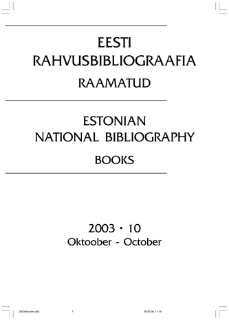 Eesti Rahvusbibliograafia. Raamatud ; 10 2003-10